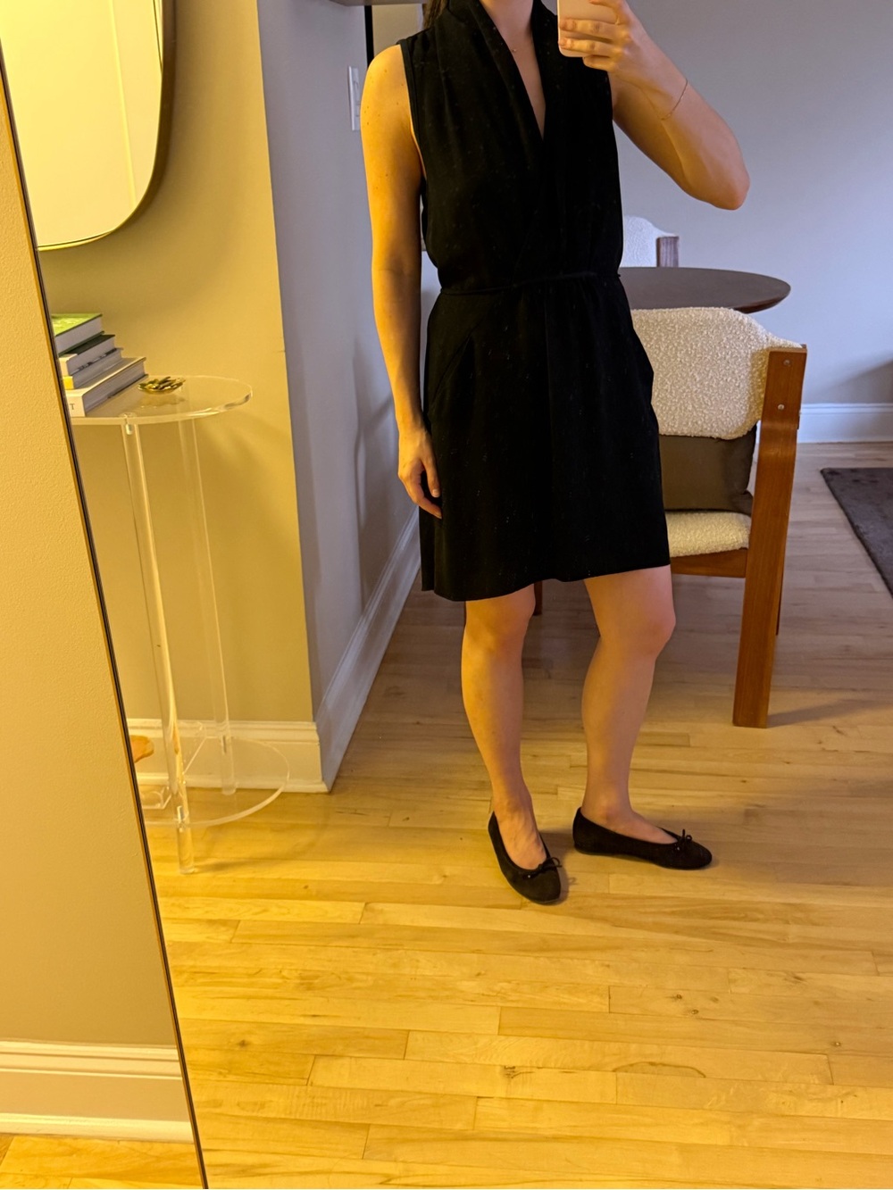 Aritzia Black Sleeveless V-Neck Mini Dress